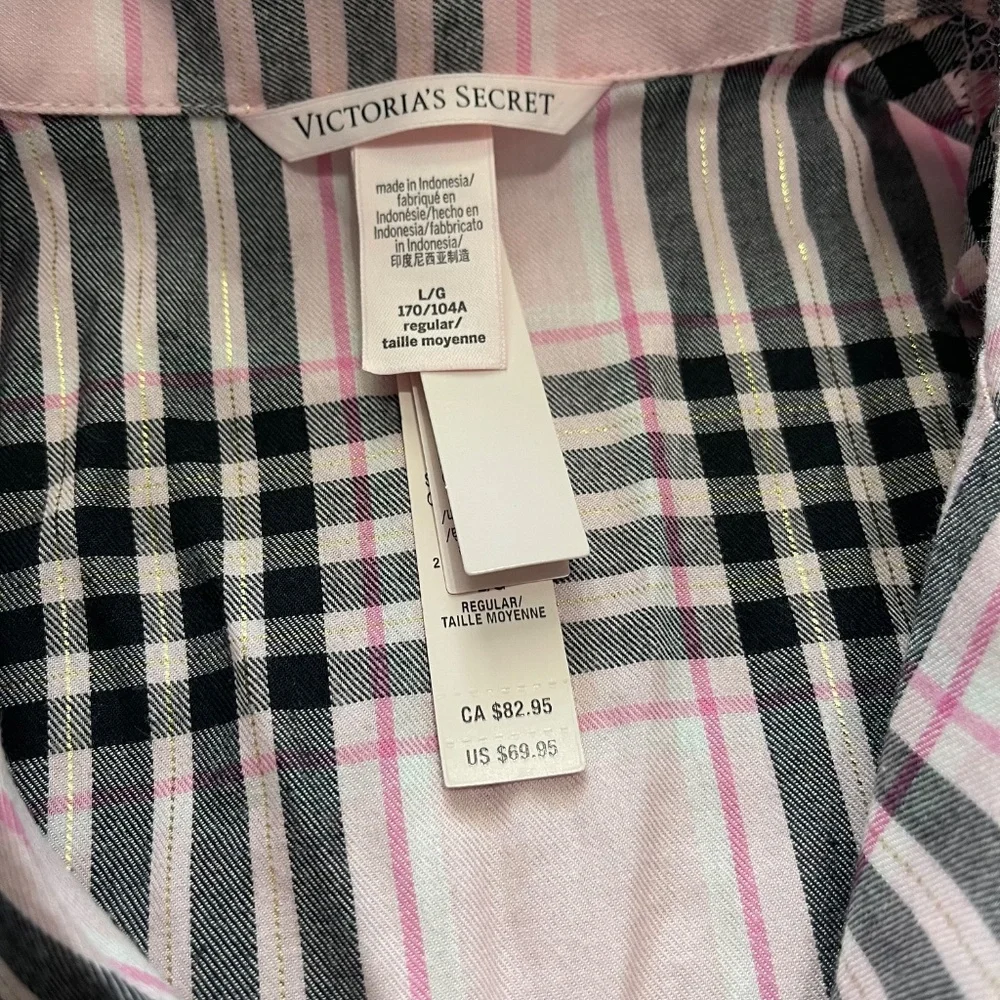 Victoria’s Secret Women’s Plaid Flannel Sleep Shirt Pajama Top – Size Large Tall